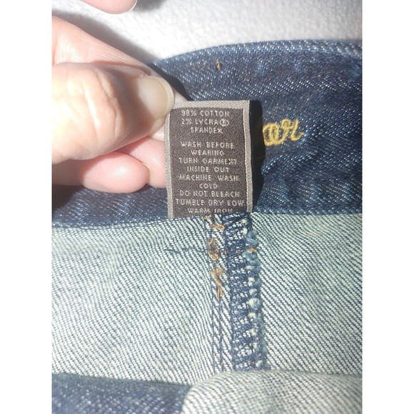 Ann Taylor Button Front Jean Pencil Mini Skirt Size 10 Dark Wash Stretch - Picture 6 of 6